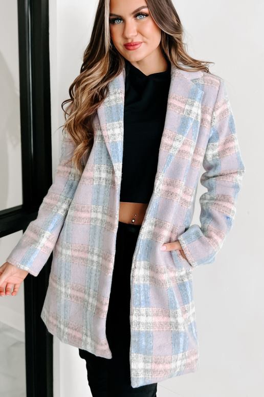 blauw/roze/wit schattigste kwaliteit geruite jas NanaMacs HPTT3805