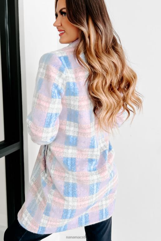 blauw/roze/wit schattigste kwaliteit geruite jas NanaMacs HPTT3805