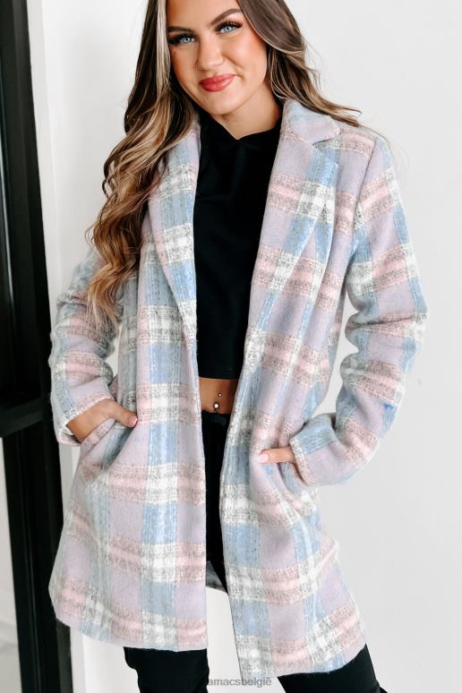 blauw/roze/wit schattigste kwaliteit geruite jas NanaMacs HPTT3805