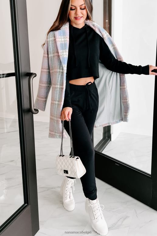 blauw/roze/wit schattigste kwaliteit geruite jas NanaMacs HPTT3805