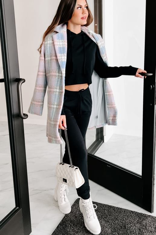 blauw/roze/wit schattigste kwaliteit geruite jas NanaMacs HPTT3805