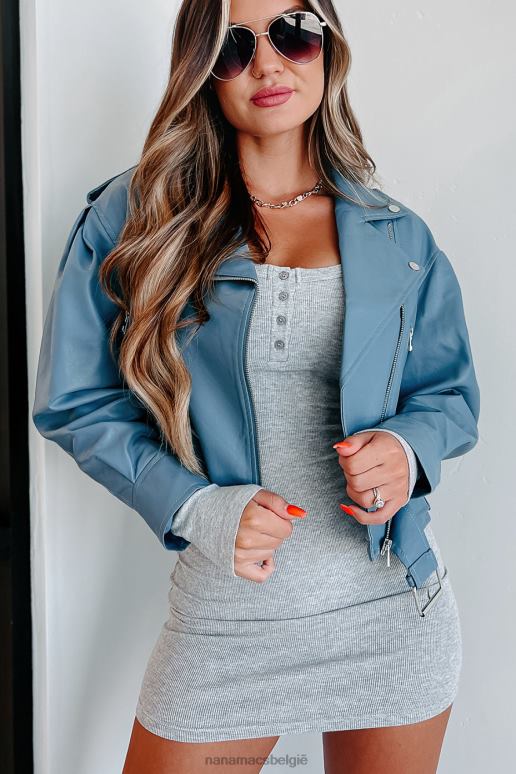 blauw verslaafd aan gevaar motorjas van imitatieleer NanaMacs HPTT3822