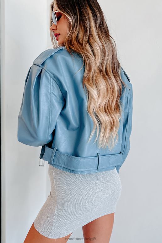 blauw verslaafd aan gevaar motorjas van imitatieleer NanaMacs HPTT3822