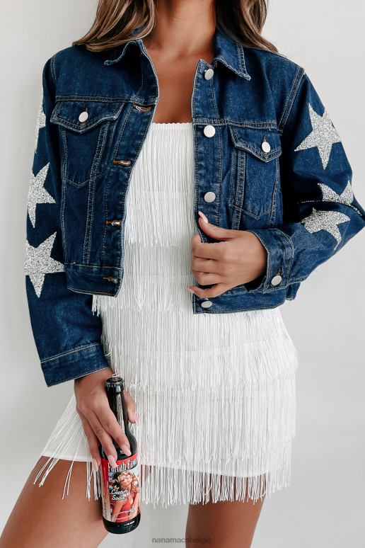 donkere denim mijn american girl spijkerjack met sterrenmouwen NanaMacs HPTT3804