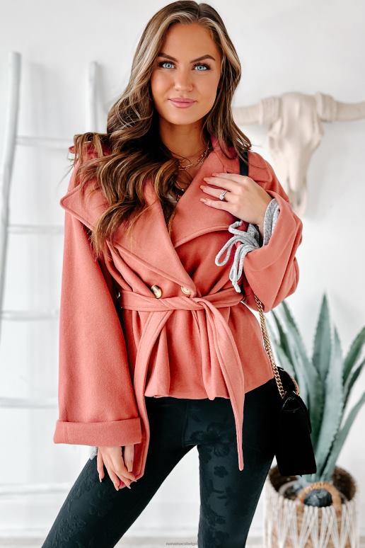 framboos dagelijkse uitstapjes cropped jas met riem NanaMacs HPTT3829