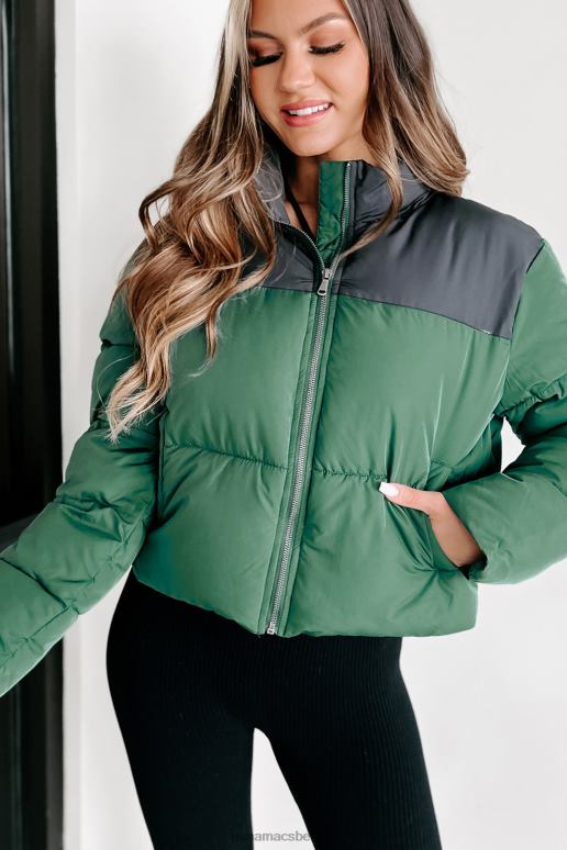 jagersgroen i'm never cold pufferjack met kleurvlakken NanaMacs HPTT3800