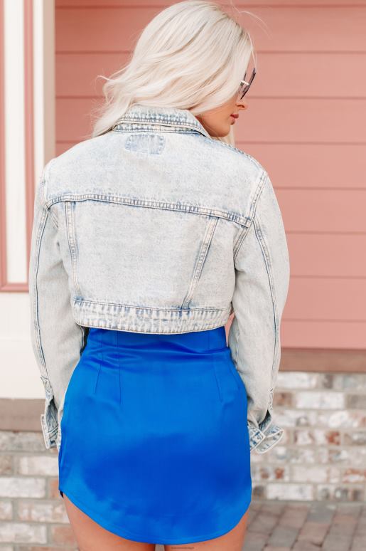 licht Kiko acid wash cropped denim jack met verlengde manchetten NanaMacs HPTT3827