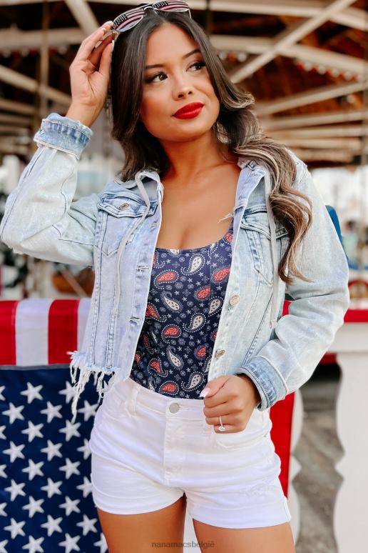 licht lourdes cropped spijkerjack met capuchon en gerafelde zoom NanaMacs HPTT3825