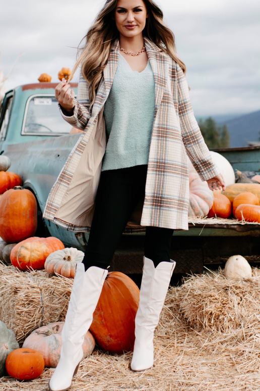 lichtbruin/bruin/denim beweegt vooruit geruite jas NanaMacs HPTT3807