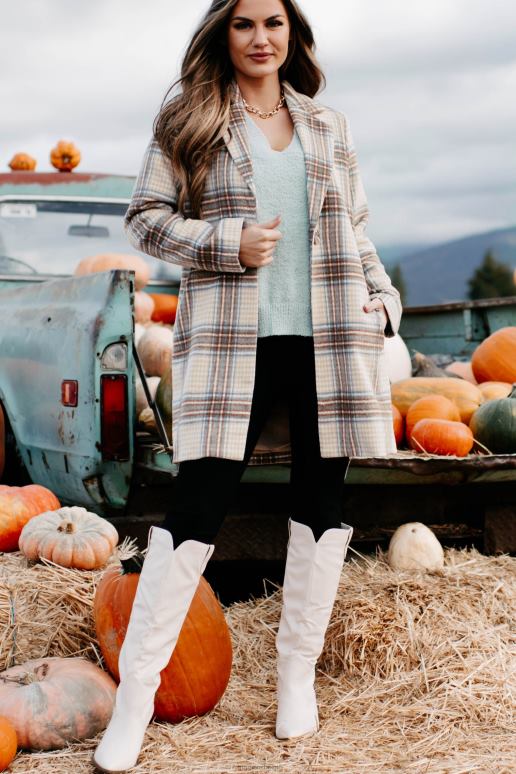 lichtbruin/bruin/denim beweegt vooruit geruite jas NanaMacs HPTT3807