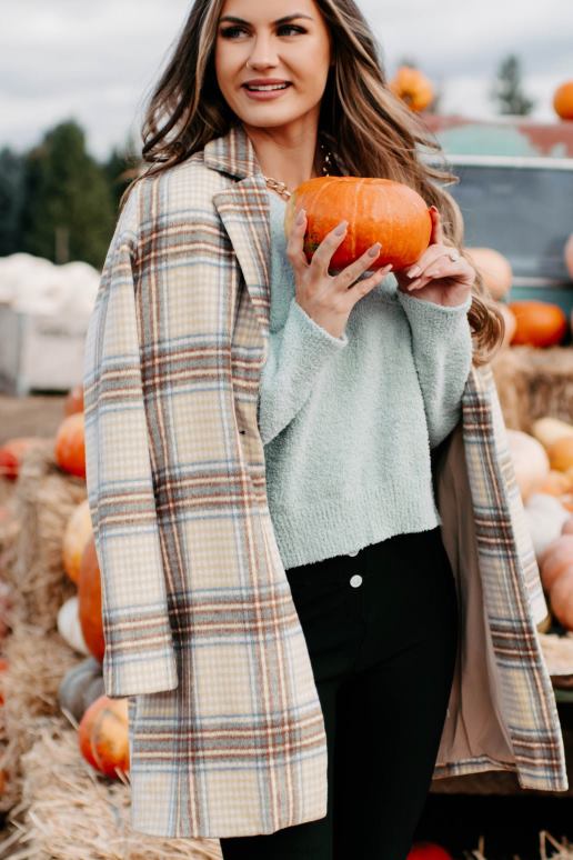 lichtbruin/bruin/denim beweegt vooruit geruite jas NanaMacs HPTT3807