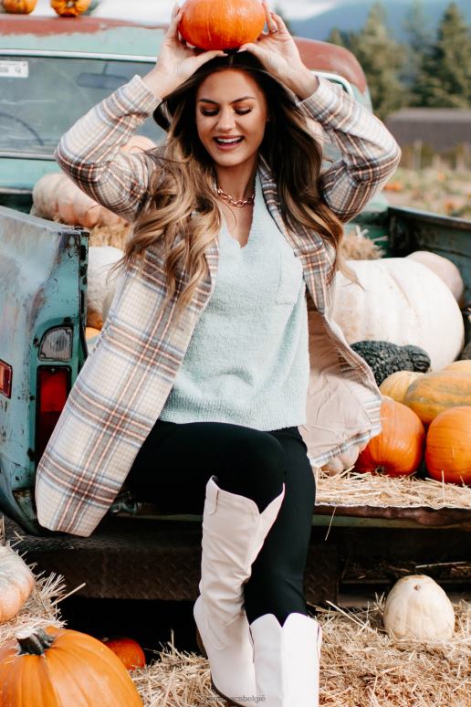 lichtbruin/bruin/denim beweegt vooruit geruite jas NanaMacs HPTT3807