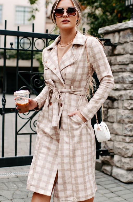 lichte kameel eb stroom geruite trenchcoat NanaMacs HPTT3811