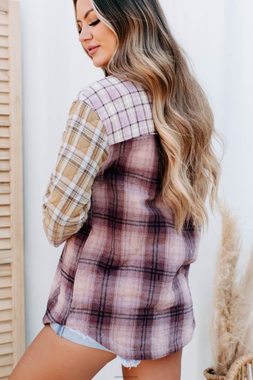 mauve multi net op de weg gewatteerde geruite jas NanaMacs HPTT3819