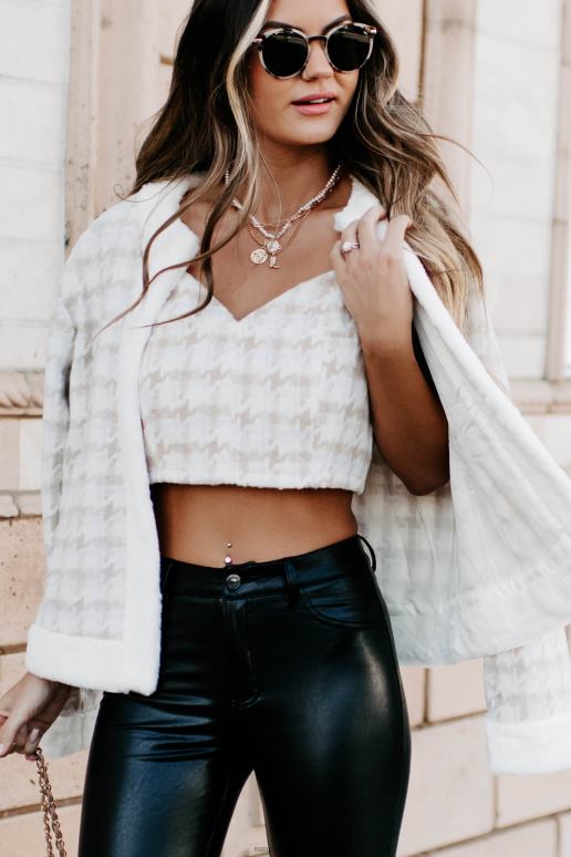 room begaafd met sierlijk houndstooth bont afgezet jasje NanaMacs HPTT1645