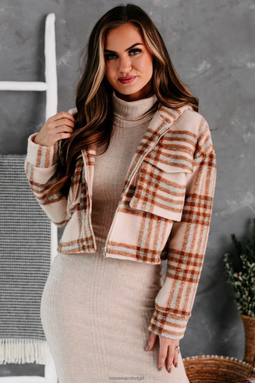 taupe Sweet promises geruit jack met capuchon NanaMacs HPTT3832