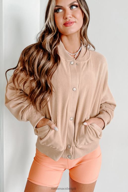 taupe ik wacht op je jack met drukknopen NanaMacs HPTT3758