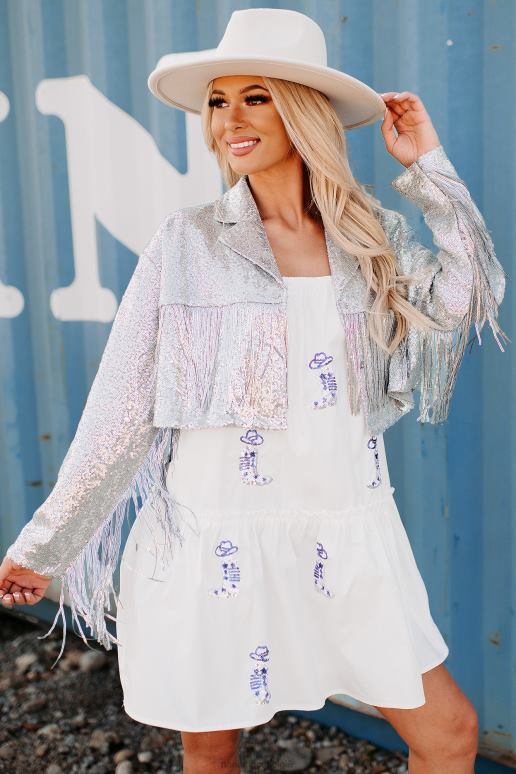 zilver rodeo diva cropped jack met pailletten en franjes NanaMacs HPTT3752