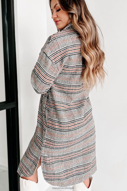 zwart/wit/oranje geruite jas voor stadswandelingen NanaMacs HPTT3798