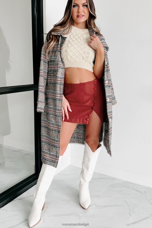 zwart/wit/oranje geruite jas voor stadswandelingen NanaMacs HPTT3798