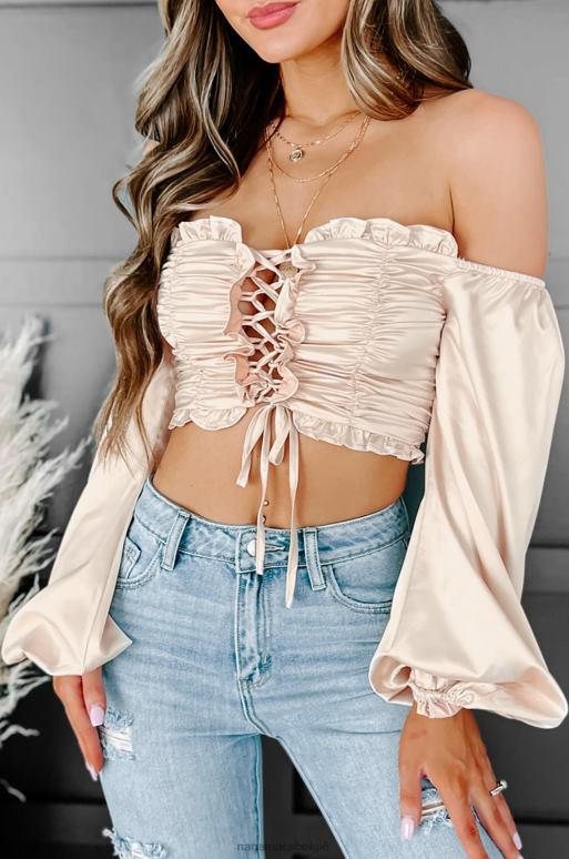 Champagne namen nemen crop top met ruches en veters NanaMacs HPTT1367
