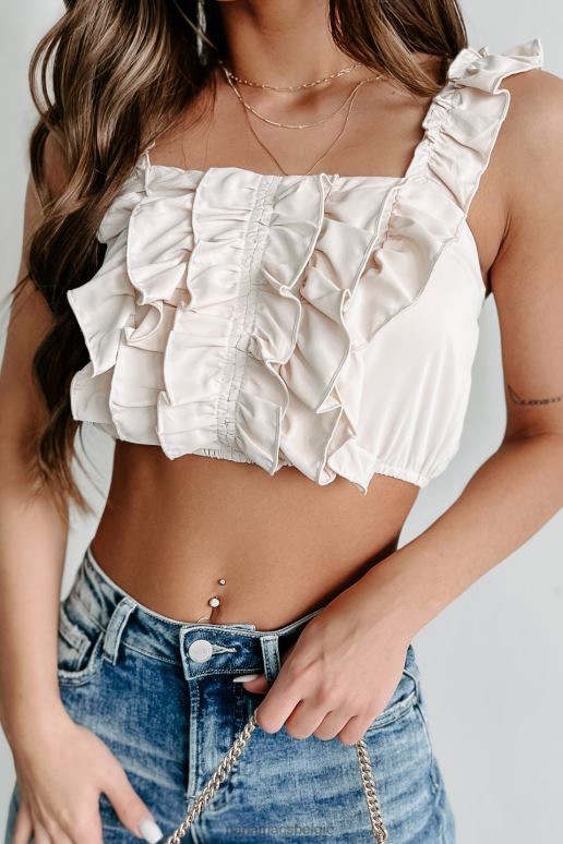 Champagne ruffle me up ruffle crop top NanaMacs HPTT918