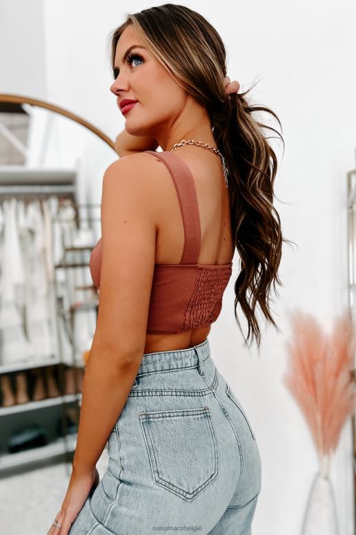 Roest zo verleidelijke french terry crop top met haak aan de voorkant NanaMacs HPTT258