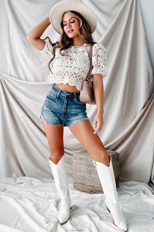 beige meestal verliefd gehaakte crop top met pofmouwen NanaMacs HPTT962