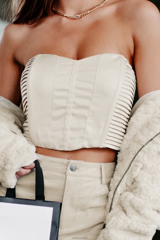 beige om egoïstische redenen strapless crop top NanaMacs HPTT198