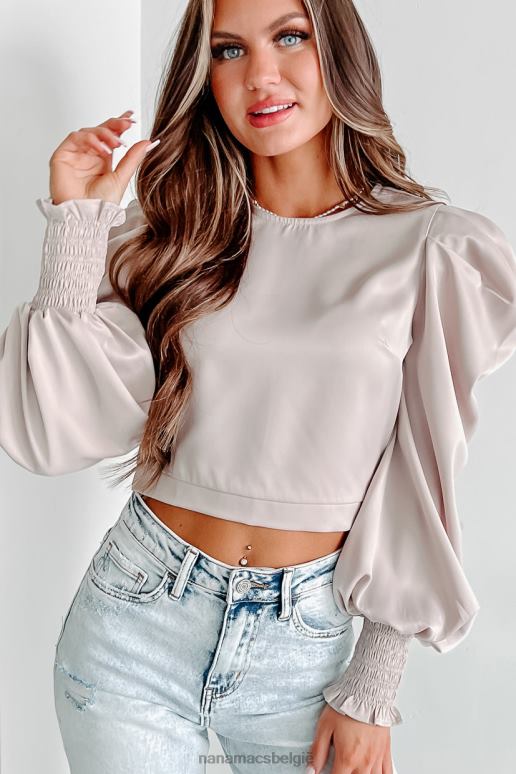 beige zoals het lot het wil, crop top met pofmouwen NanaMacs HPTT1271