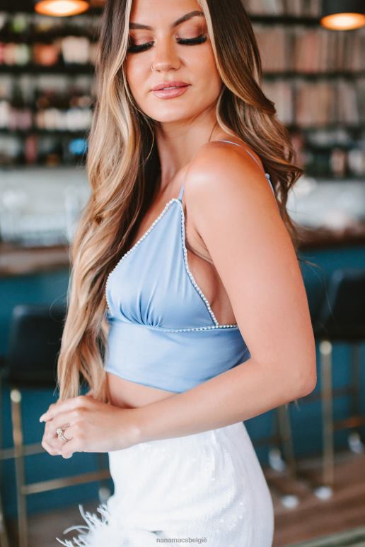 blauw magie van middernacht strass satijn crop top NanaMacs HPTT218