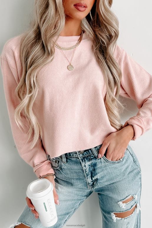 blozen geribde crop top met lange mouwen NanaMacs HPTT691