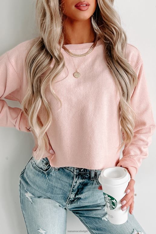 blozen geribde crop top met lange mouwen NanaMacs HPTT691