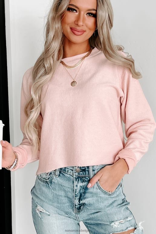 blozen geribde crop top met lange mouwen NanaMacs HPTT691
