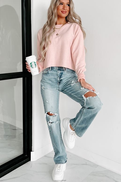 blozen geribde crop top met lange mouwen NanaMacs HPTT691