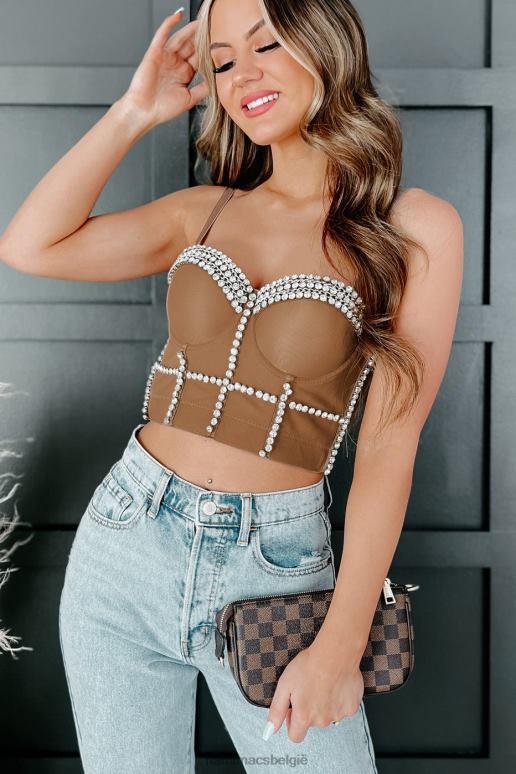cacao Building My Empire Strass mesh bustier crop top NanaMacs HPTT191