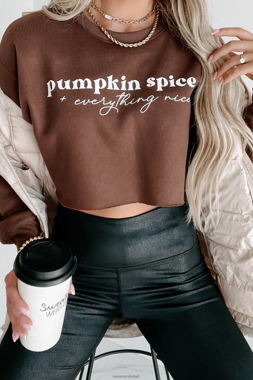 chocolade leuk met geribbelde fleece crop top met pompoenkruiden NanaMacs HPTT1102
