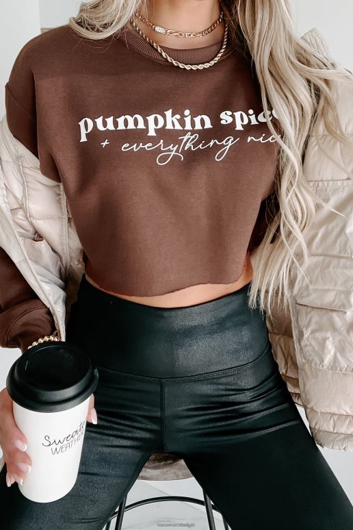 chocolade leuk met geribbelde fleece crop top met pompoenkruiden NanaMacs HPTT1102