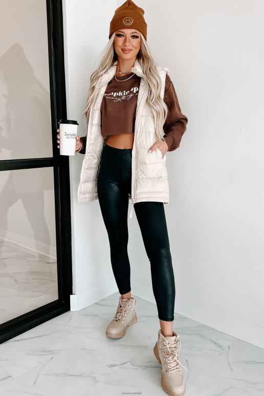 chocolade leuk met geribbelde fleece crop top met pompoenkruiden NanaMacs HPTT1102