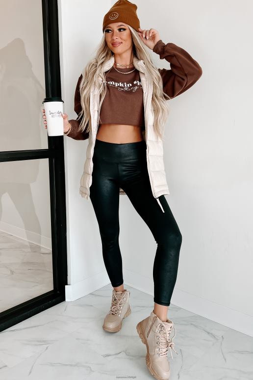 chocolade leuk met geribbelde fleece crop top met pompoenkruiden NanaMacs HPTT1102
