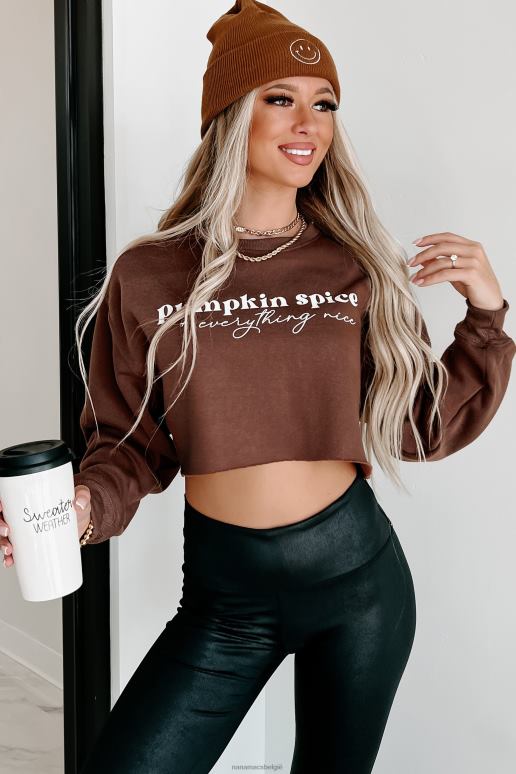 chocolade leuk met geribbelde fleece crop top met pompoenkruiden NanaMacs HPTT1102