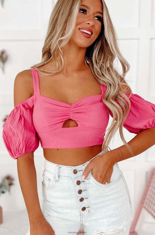 fuchsia heerlijke koude schouder crop top voelen NanaMacs HPTT1363