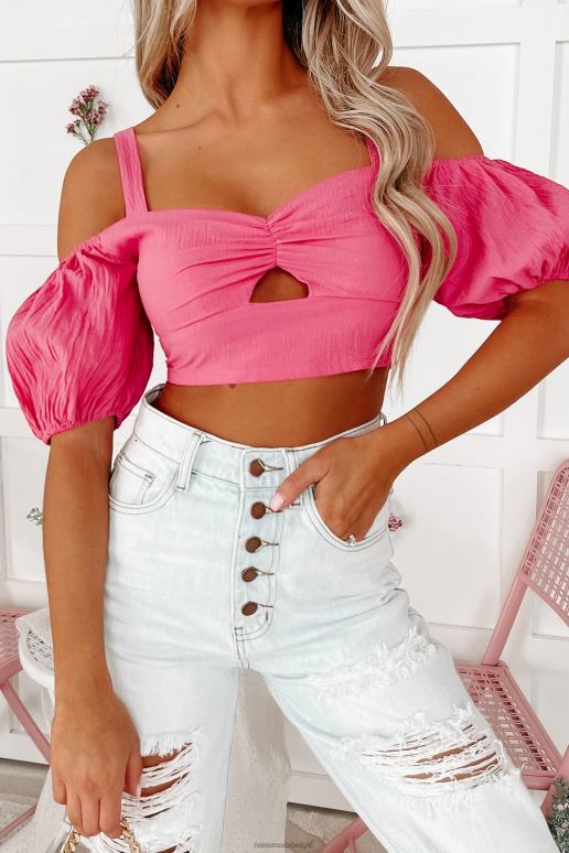 fuchsia heerlijke koude schouder crop top voelen NanaMacs HPTT1363