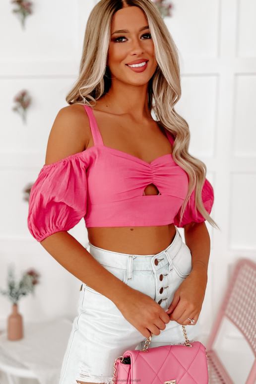 fuchsia heerlijke koude schouder crop top voelen NanaMacs HPTT1363