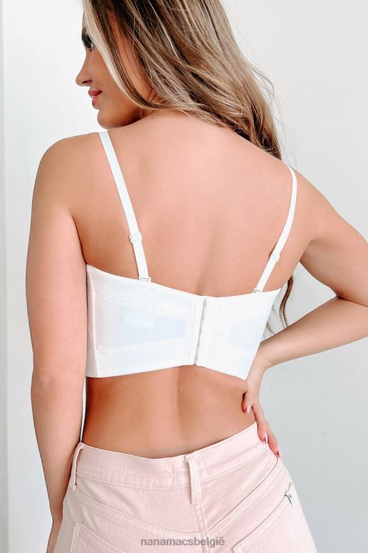 gebroken wit elegante luxe gegolfde bustier crop top NanaMacs HPTT20