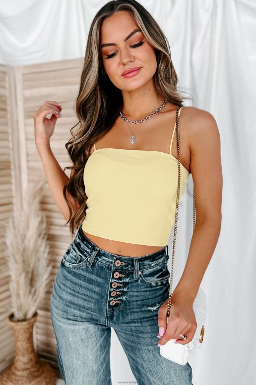 geel best tevreden dubbellaagse geribbelde crop top NanaMacs HPTT743