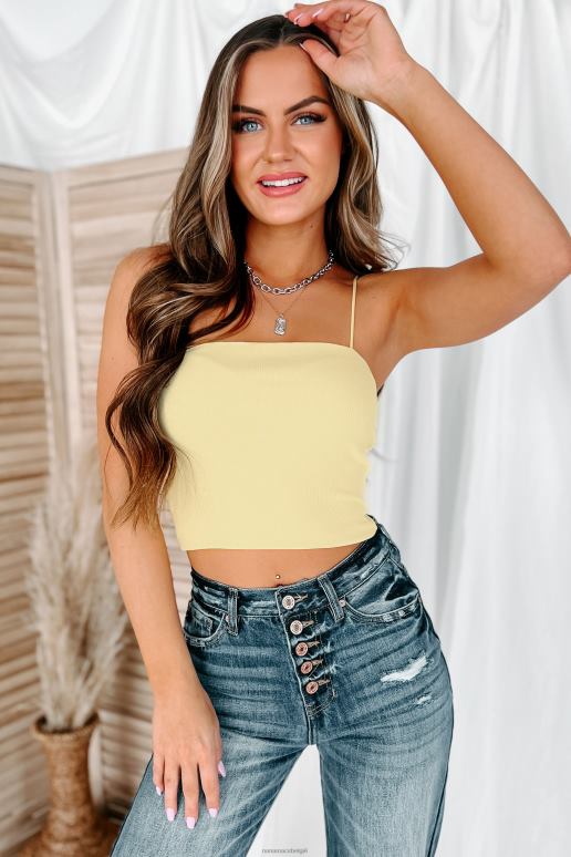geel best tevreden dubbellaagse geribbelde crop top NanaMacs HPTT743