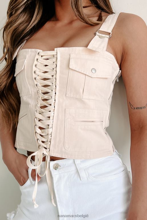 ivoor alles riskeren crop top met veters NanaMacs HPTT1196