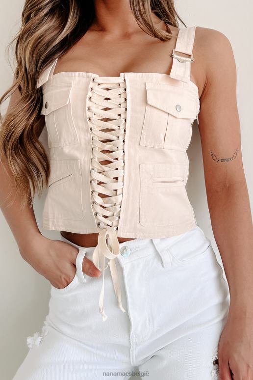 ivoor alles riskeren crop top met veters NanaMacs HPTT1196