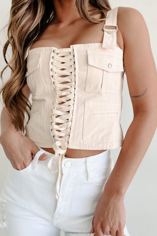 ivoor alles riskeren crop top met veters NanaMacs HPTT1196